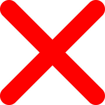 Red Cross Mark Icon PNG with Thick Diagonal Strokes Representing Cancel Delete and Incorrect Symbol Isolated on Transparent Background