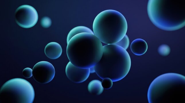 Abstract science background with glowing blue molecular spheres and particles molecular abstract particles chemistry