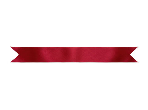 Straight red satin ribbon banner isolated on transparent background