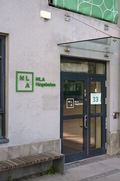 OSLO, NORWAY - MAY 7, 2026: NLA University College (Norwegian: NLA Hogskolen) in Oslo, Norway. It is a private Norwegian Christian college.