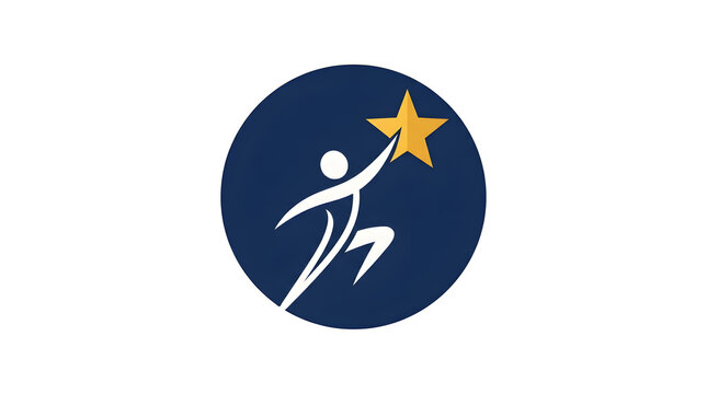 Abstract logo design featuring a person reaching for a star isolated on transparent background
