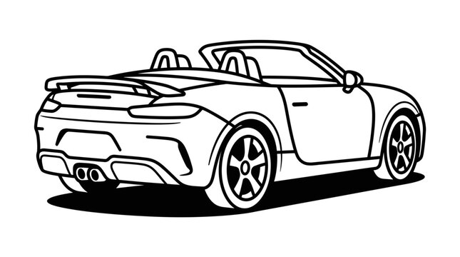 High performance convertible car rear line art