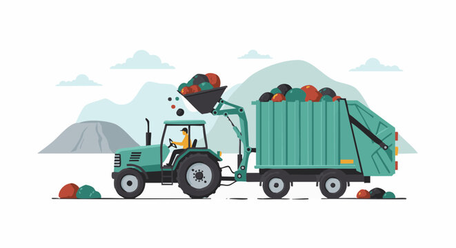 Green truck bring trash