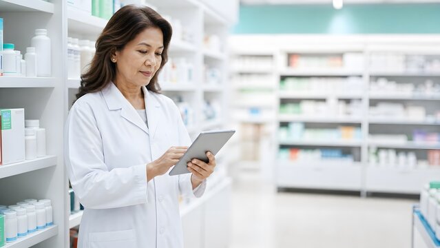 Healthcare professional in scrubs working in a medical setting with a classic style