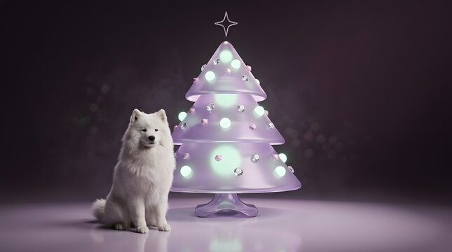 Creative festive Christmas tree made of stacked macarons or objects showing careful attention