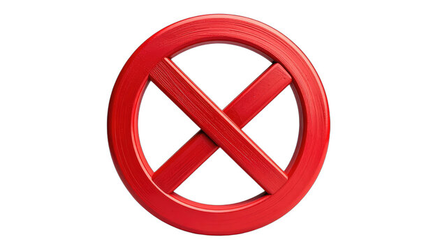 A bright red prohibition symbol against a dark backdrop. isolated on white background