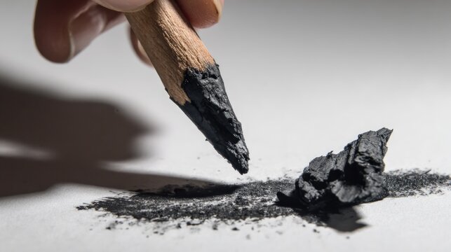 Broken pencil lead graphite dust writing