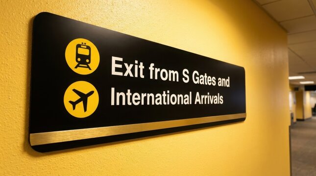 Directional sign for exit from s gates and international arrivals
