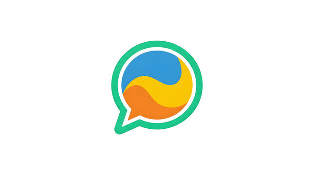 Colorful speech bubble logo with flowing lines modern design isolated on transparent background