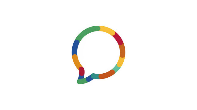 Colorful speech bubble illustration with vibrant rainbow hues isolated on transparent background