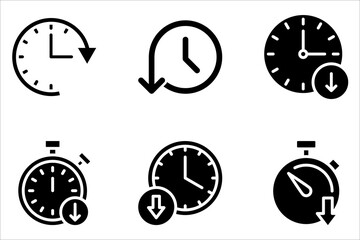 Fototapeta premium less time icon set, Simple outline style on white background