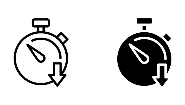 less time icon set, Simple outline style on white background