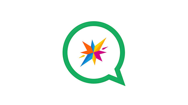 Colorful starburst inside a speech bubble icon isolated on transparent background