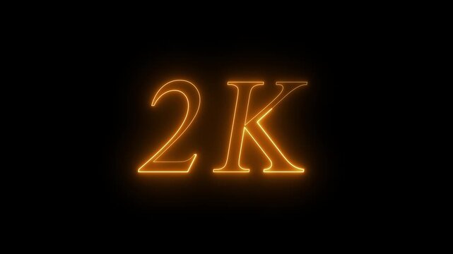 Glowing Orange Neon 2K Followers Social Media Milestone Celebration Text Overlay Animation Isolated on Dark Black Background - Futuristic 2000 Subscribers Achievement Counter Graphic Element