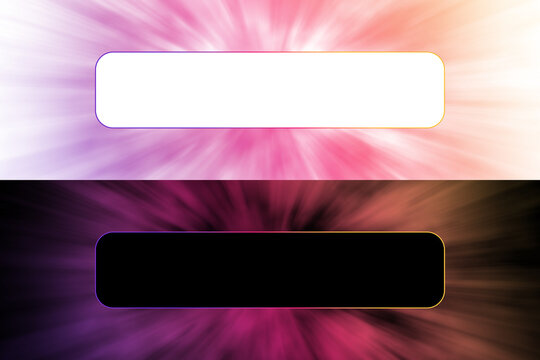 Glowing neon banner frames with dynamic light rays on transparent background