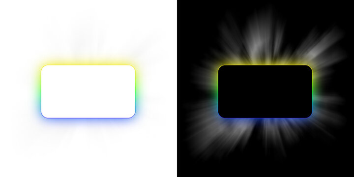Neon Gradient Rounded Rectangle Button UI Element with Radial Light Effect Isolated PNG