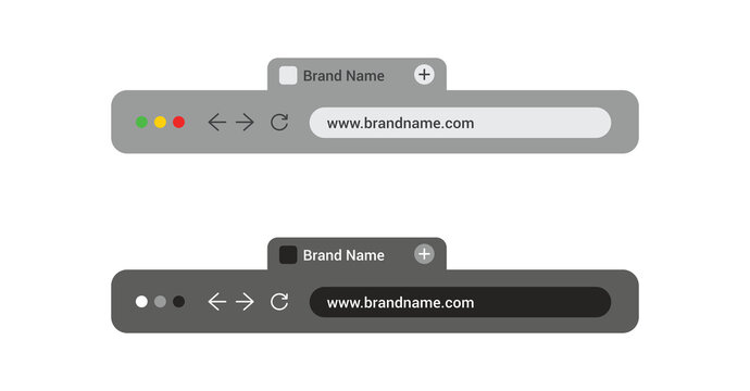 Browser address bar interface with tab and navigation buttons in light and dark mode isolated on transparent background
