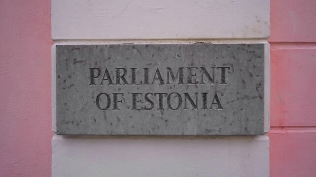 Estonian Parliament official state sign in Tallinn.