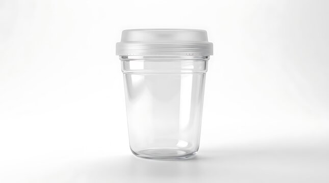 Empty clear plastic cup with a tight lid for coffee or drinks isolated for food and beverage design