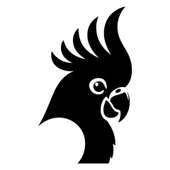 Icono con dibujo sencillo con la silueta de la cabeza de una cacatúa con la cresta de plumas erizadas