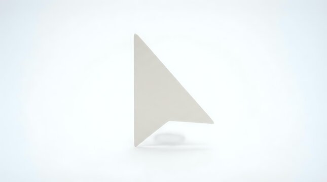 Beige triangular play button icon on white background, suitable for media player interfaces, app design, and user interface elements.