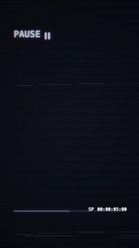 Retro VHS Video Tape Pause Screen with Glitch Effect