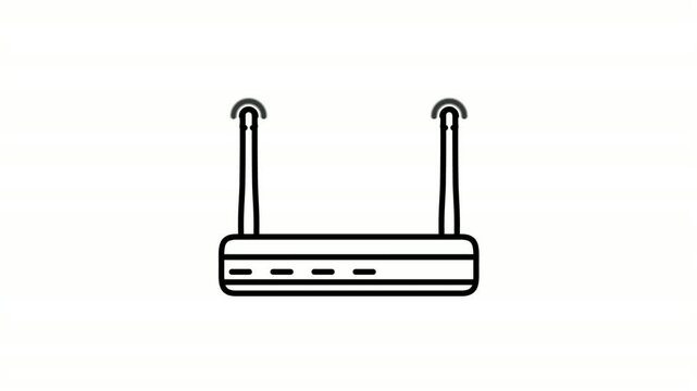 Router animated icon showing wireless network device with dual antennas outline