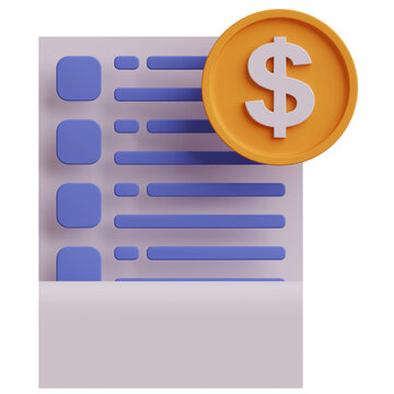 Bill 3D Icon Illustration for your website, user interface, and presentation. Bill 3D render Illustration.