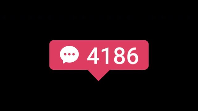Animated Social Media Chat Counter Increasing from 0 to 5000 with Alpha Background