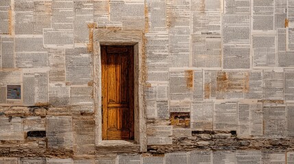 Fototapeta premium Doorway surrounded by old paper pages