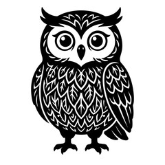 Obraz premium Cute Owl Coloring Page Black and White Line Art Illustration for Bird Design