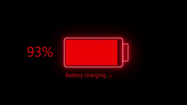Electric device charging indicates the progress of fast charge. The smartphone or electric tools battery indicator shows an increasing charging battery to fill up to 100%