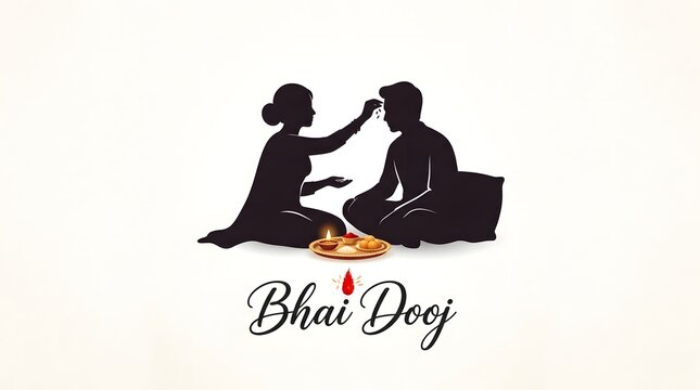 Silhouette of a brother and sister celebrating the hindu festival bhai dooj together