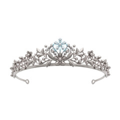 Silver tiara crown with delicate floral leaf pattern © shuphanida
