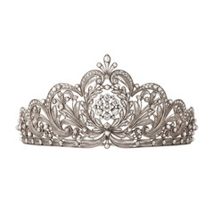 Filigree silver tiara crown decorated with pearls and diamonds © shuphanida