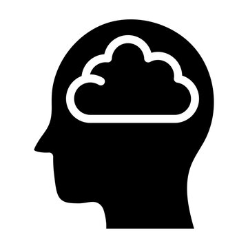 Head with brain cloud silhouette icon glyph black style