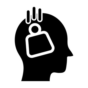Head with heavy weight inside icon glyph black style