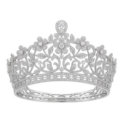 Extravagant diamond tiara crown with intricate floral motifs © shuphanida
