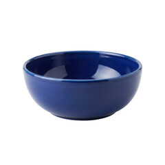 Deep blue ceramic bowl isolated on black