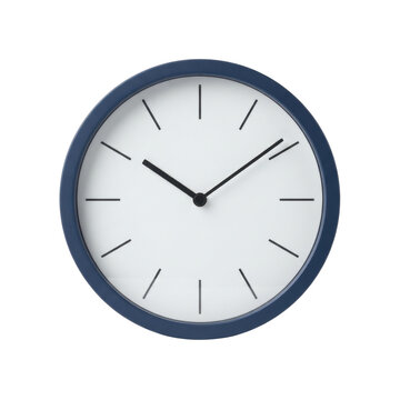 Modern dark blue wall clock with white face