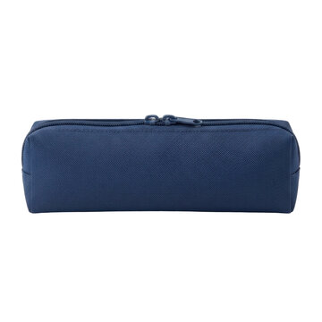 Blue fabric pencil case on transparent background