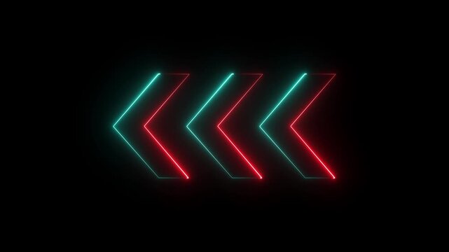 Abstract neon light arrows animated background. Set of bright neon arrows. Arrows icon. Arrow vector icon. Arrows vector collection