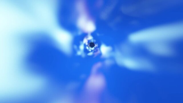 Light rays stream through a soft blue tunnel in a dreamy 3D animation depicting tunnel vision, psychological dissociation, mindfulness, and mental clarity