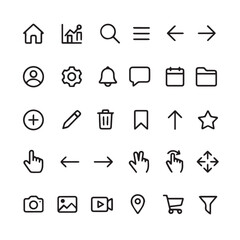 Fototapeta premium Professional user experience and navigation web icon set with interface
