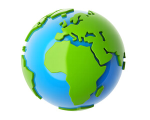 Fototapeta premium 3D Green Earth Globe Isolated