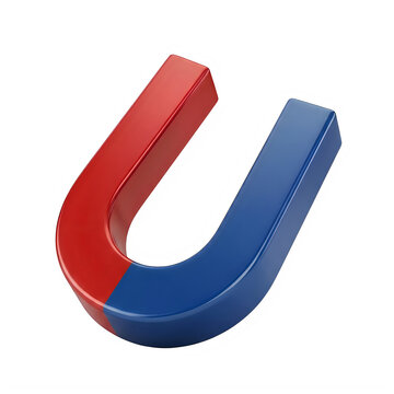 Red and blue horseshoe magnet illustration cutout letter