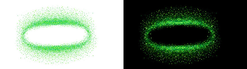 Green glitter particle ring effect with sparkling oval border for PNG, Transparent and Black Background Versions use © Crafter
