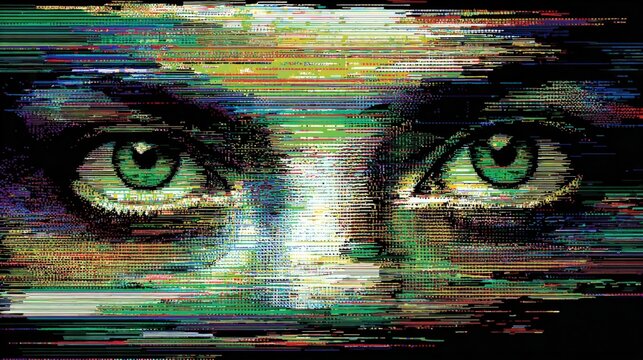 Distorted face digital glitch effect