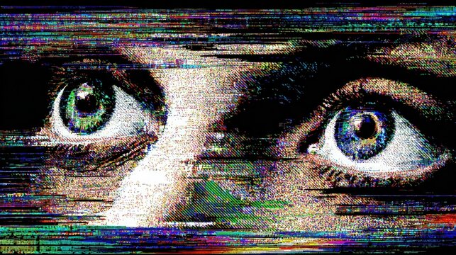 Eyes glitch distortion digital effect