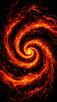 A fiery spiral vortex glowing with intense, swirling flames against a dark background, creating a dynamic and powerful visual effect.